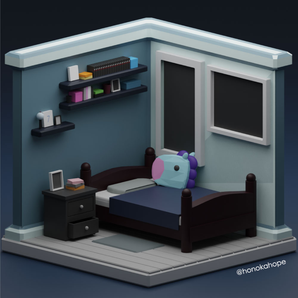 modelado low poly habitación