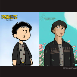 practica de estilos seokjin peanuts y estudio ghibli